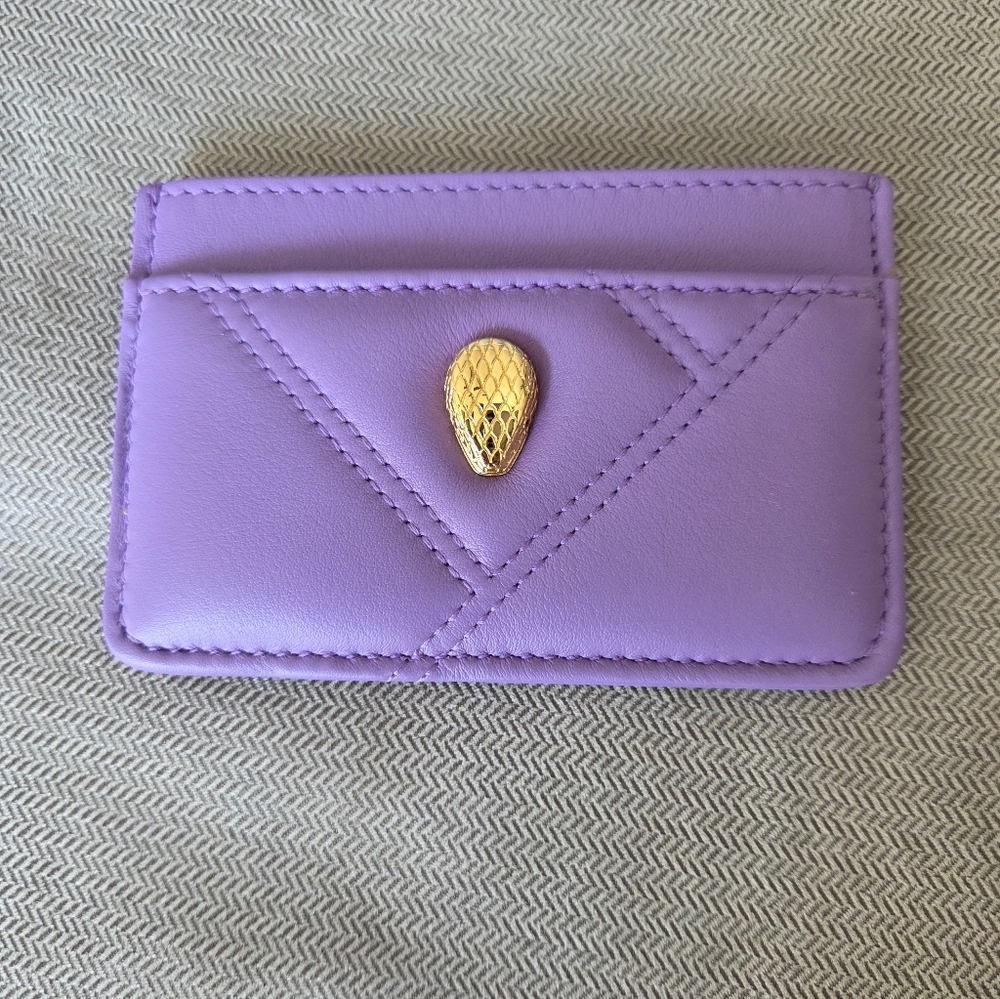 Bvlgari Serpenti Cabochon Card Holder Leather Card Case Purple
